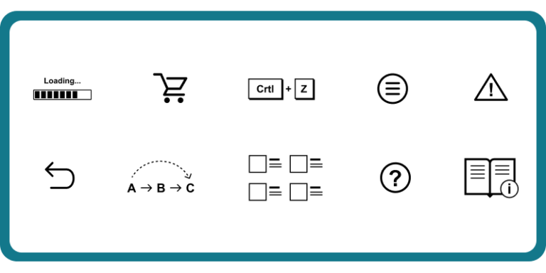 iconos de los 10 principios heurísticos de Nielsen