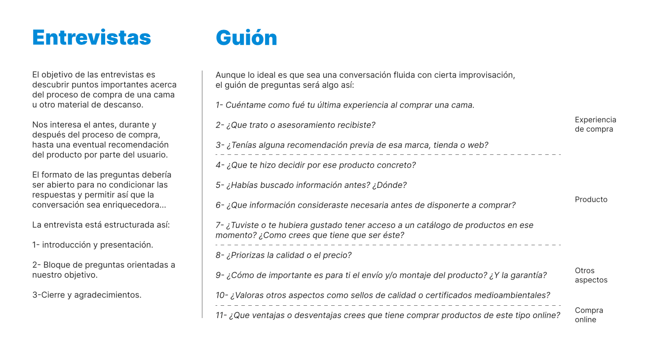 Imagen dónde se ve el guión para las entrevistas.